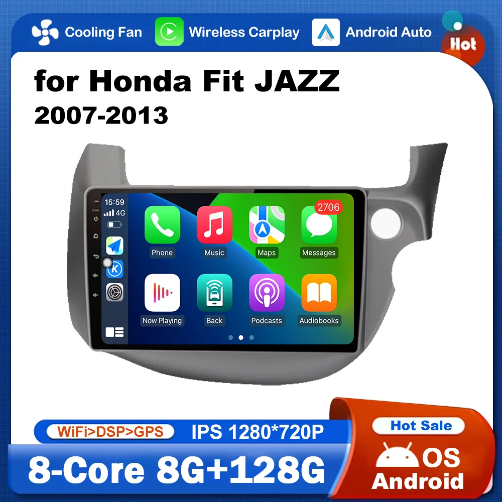 Android OS LHD RHD 10 \'\' for Honda Fit JAZZ 2007 2008 2009 - 2013 Car Video Multimedia Player GPS Navi HD Screen Carplay WiFi BT