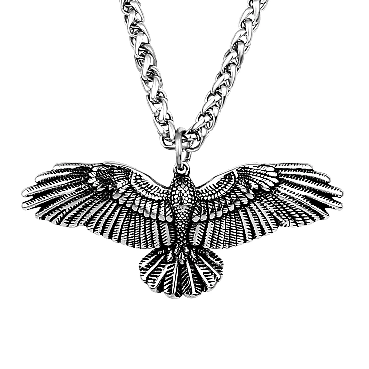 Stainless Steel Animal Eagle Pendant Necklace Men\'s Domineering Punk Hip Hop Party Jewelry Biker Flying Necklace Gift