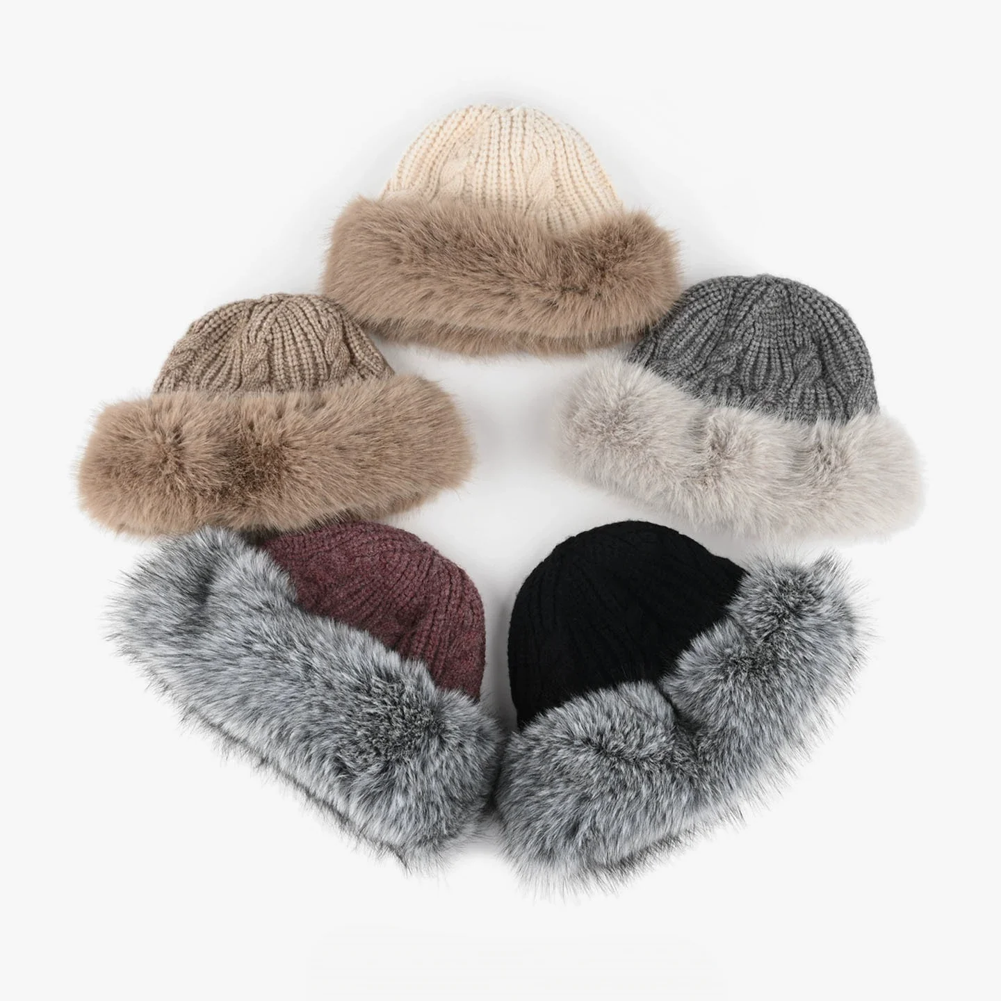 Fuzzy Knit Hats for Men and Women: Winter-Ready, Fleece-Lined, Thick, Warm Mongolian-Style Hats with Mink-Look Faux Fur Trim
