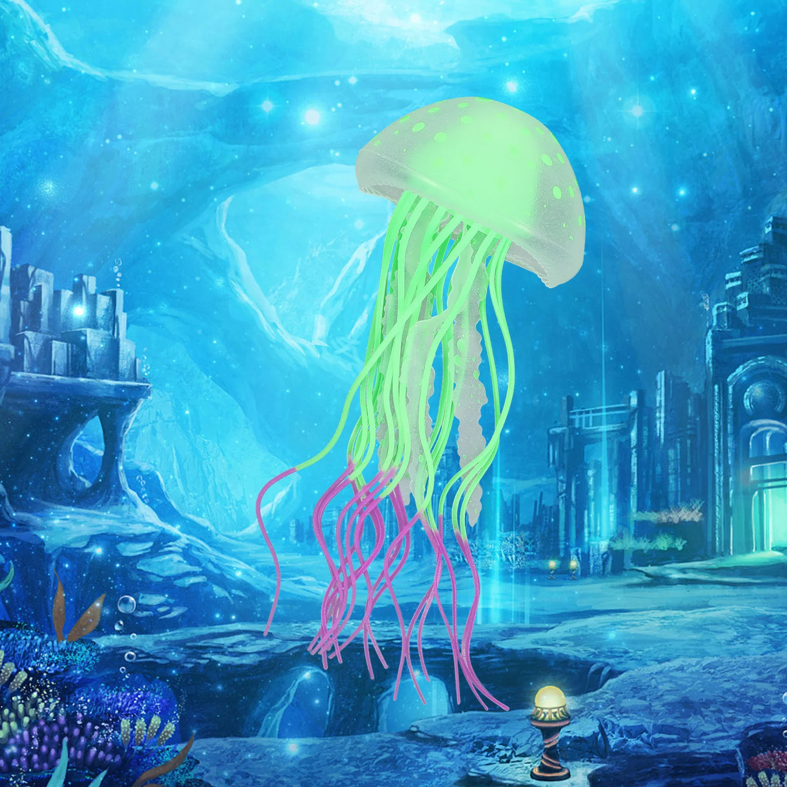 

Delicate Jellyfish Decor Exquisite Simulation Design Glowing Aquarium Ornament Long-Lasting Fish Tank Accessories