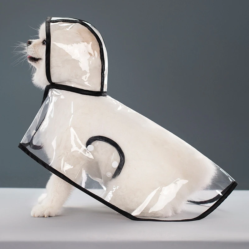 New Raincoat Pet Transparent Outgoing Raincoat Thickened Windproof and Waterproof Large, Medium, and Small Dog Clothes Plastic F