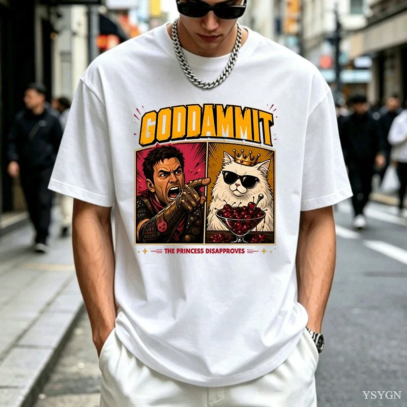 Dungeon Crawler Carl Vintage Men T Shirt Book Lover Tee Hi Zev Princess Donut T-Shirt Casual Round Neck Printed Cotton Tops