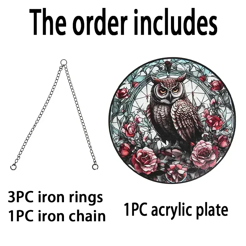 صائدة شمس بومة أكريليك للنوافذ وغرف المنزل ، ديكور ملون ، قلادة معلقة على الحائط ، إضاءة ملونة ، زخارف حدائق ، هدايا