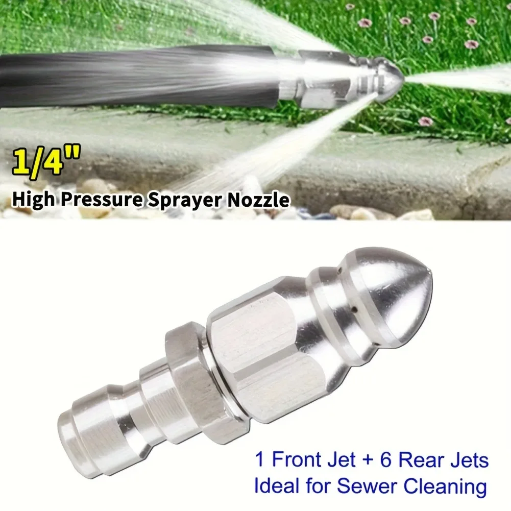 High-Pressure Washer Drain Nozzles, 5000 PSI Sewer Jetting Nozzle, 1/4 Inch High Pressure Washer Accessory