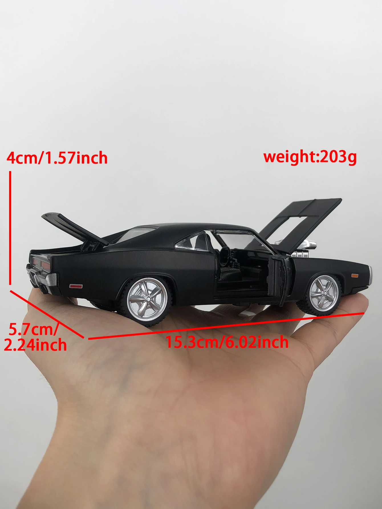 Rastar 1:36 simulação liga de zinco carregador de cunha RT 1970 modelo de carro, ornamento estático, carro de presente colecionável de metal