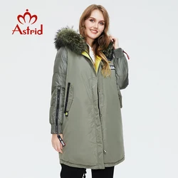 Astrid 2022 inverno nova chegada jaqueta feminina com gola de pele estilo moda com um capuz longo casaco de inverno feminino AR-3022