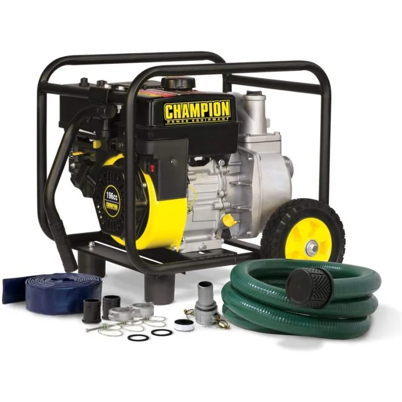 2-Inch Gas-Powered Semi-Trash Water Transfer Pump with Hose and Wheel Kit