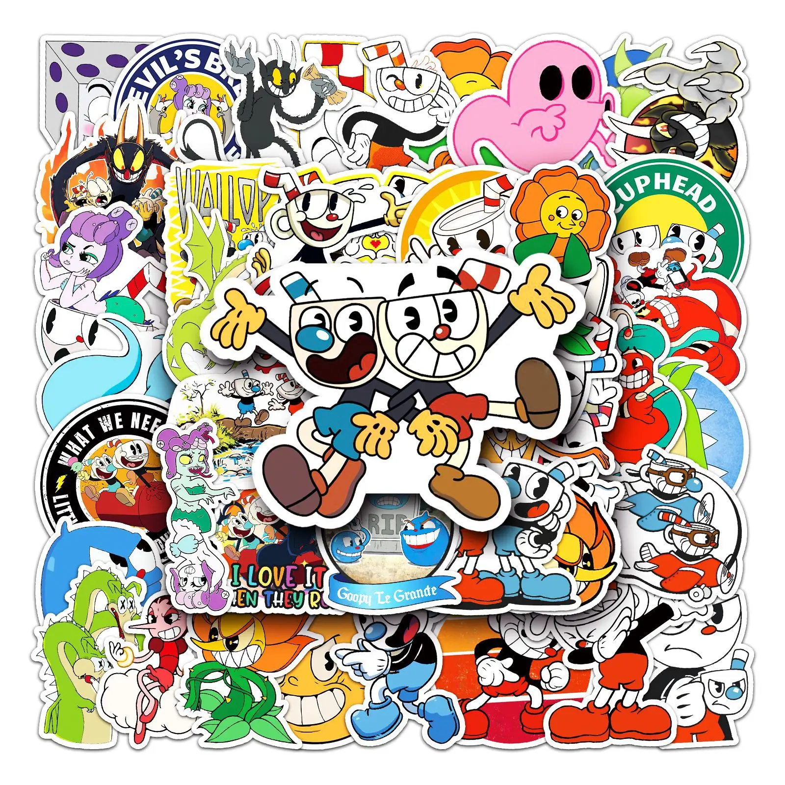 10/50PCS Retro Cuphead Series Graffiti Stickers Suitable for Laptop Phone Skateboard Cup Decoration DIY Stickers Toys Wholesale