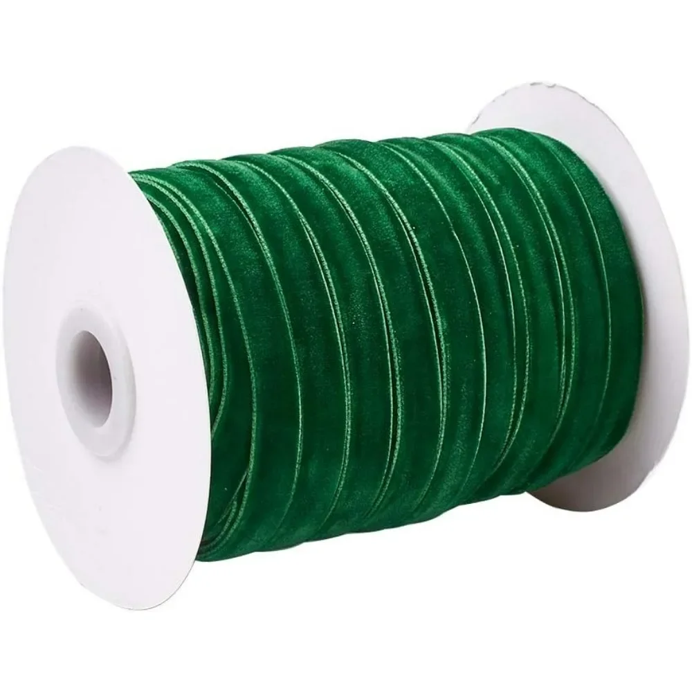 

50-ярдовая зеленая бархатная лента с одним лицом для рождественской свадьбы, упаковки, ремесла, украшения, сувениры