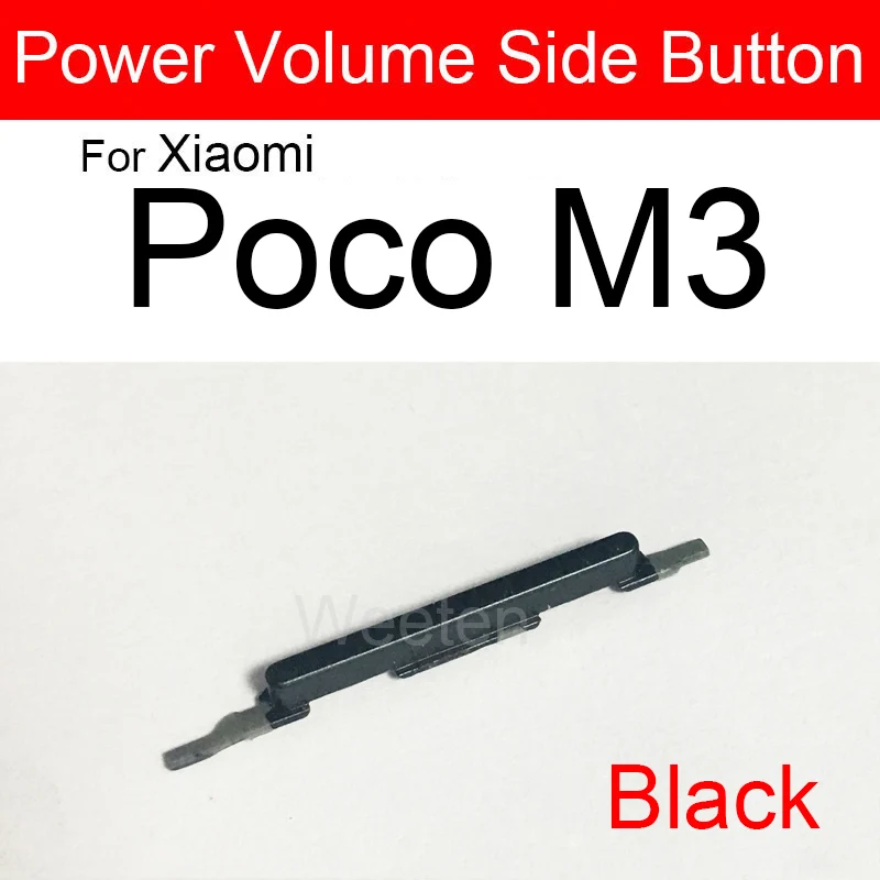 Para xiaomi poco pocophone m3 m3 pro x3 nfc x3 pro power voume botão lateral volume controle de áudio botões chave lateral peças reparo