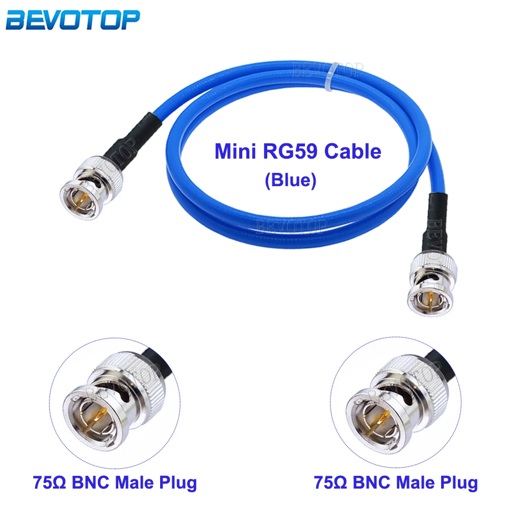 

1Pcs HD SDI BNC to BNC Male Connector 75Ohm Blue HMini RG59 Cable 75-2.5 1855A Pigtail for HD-SDI/3G-SDI/4K Video Camera CCTV