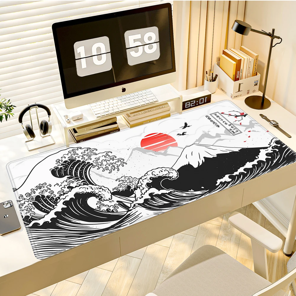 Gaming-Computer-Kunst-Mauspad Japan Die große Welle von Kanagawa Großes Mauspad Gamer XL Gummi Otaku Tastatur Pad Laptop Schreibtischunterlage