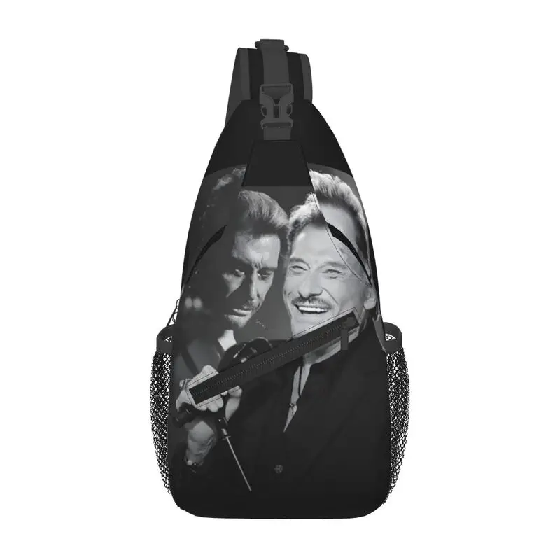 

French Rock Legend Johnny Hallyday Sling Chest Crossbody Bag Men Casual Shoulder Backpack for Hiking