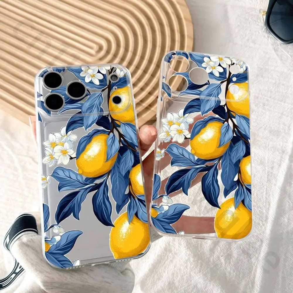 

Fresh Fruit Lemon Phone Case For iPhone 17 Pro Max 16 13 11 15 14 12 17 Air 17Promax Soft Silicone Shockproof Funda Cover