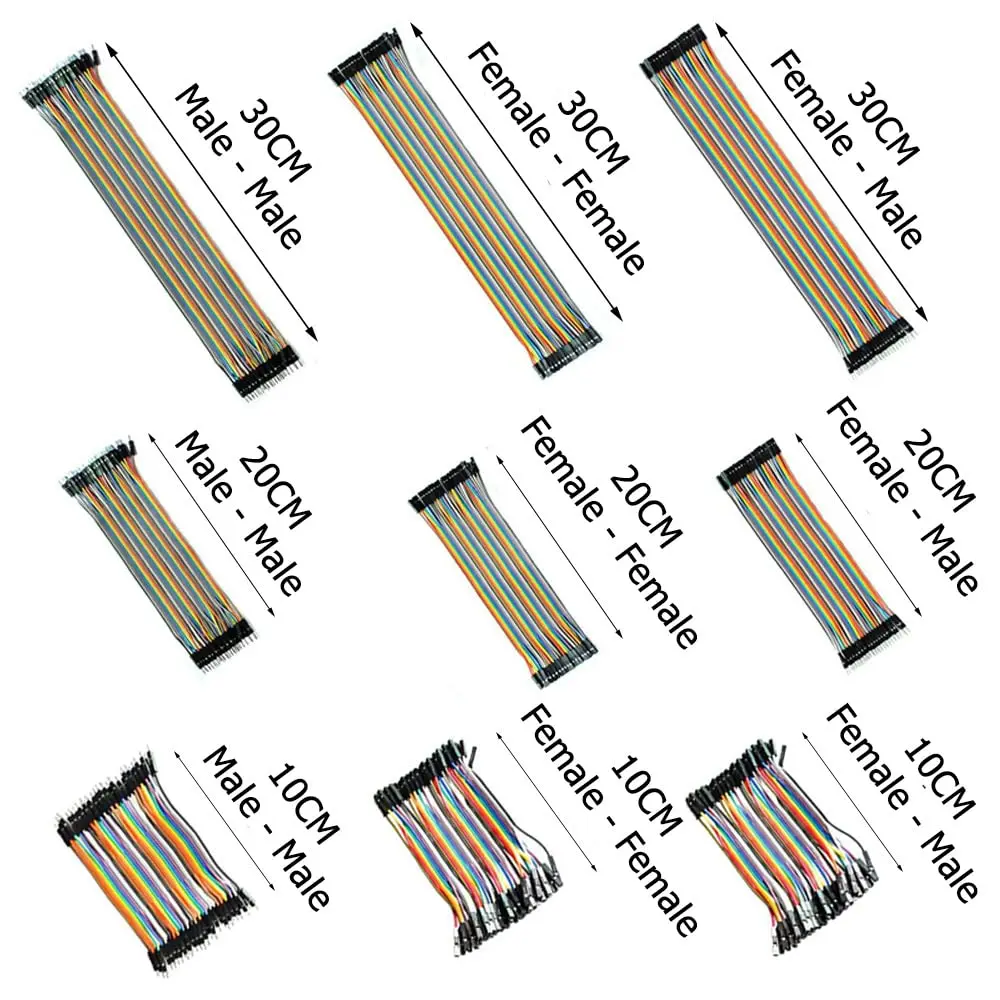 40PIN Dupont Line 10cm 20 30CM Male to Male + Female to Male + Female to Female Jumper Wire Dupont Connector Cable for arduino