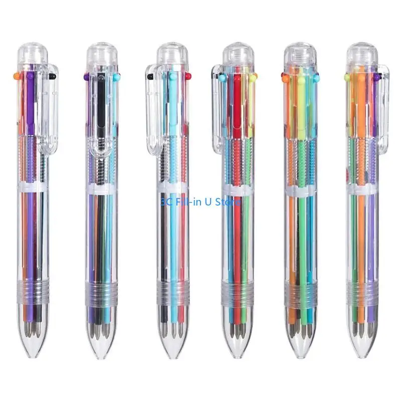 G8TA màu bút bi màu 6 màu trong một cái bút 0,5mm có thể nạp lại với kẹp bỏ túi