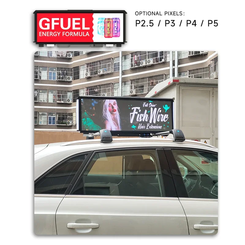 

Pixelpulse OEM/ODM High Quality Full Color P5 Car advertising led screen Taxi-billboards car roof top advert digital screens