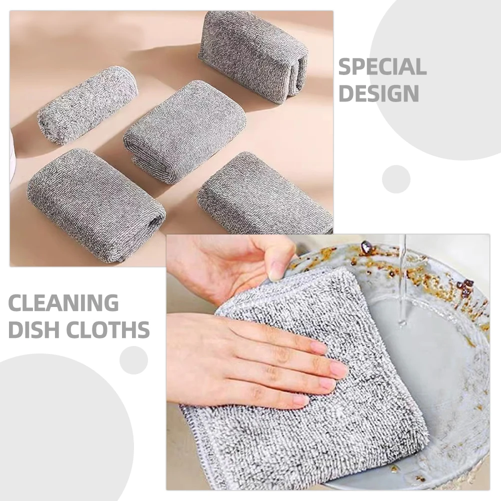 

12pcs Kitchen Scrub Towel Microfiber Dishwashing Cloth Non-Scratch Grease Removal Reusable Cleaning Pad Utensils Drying