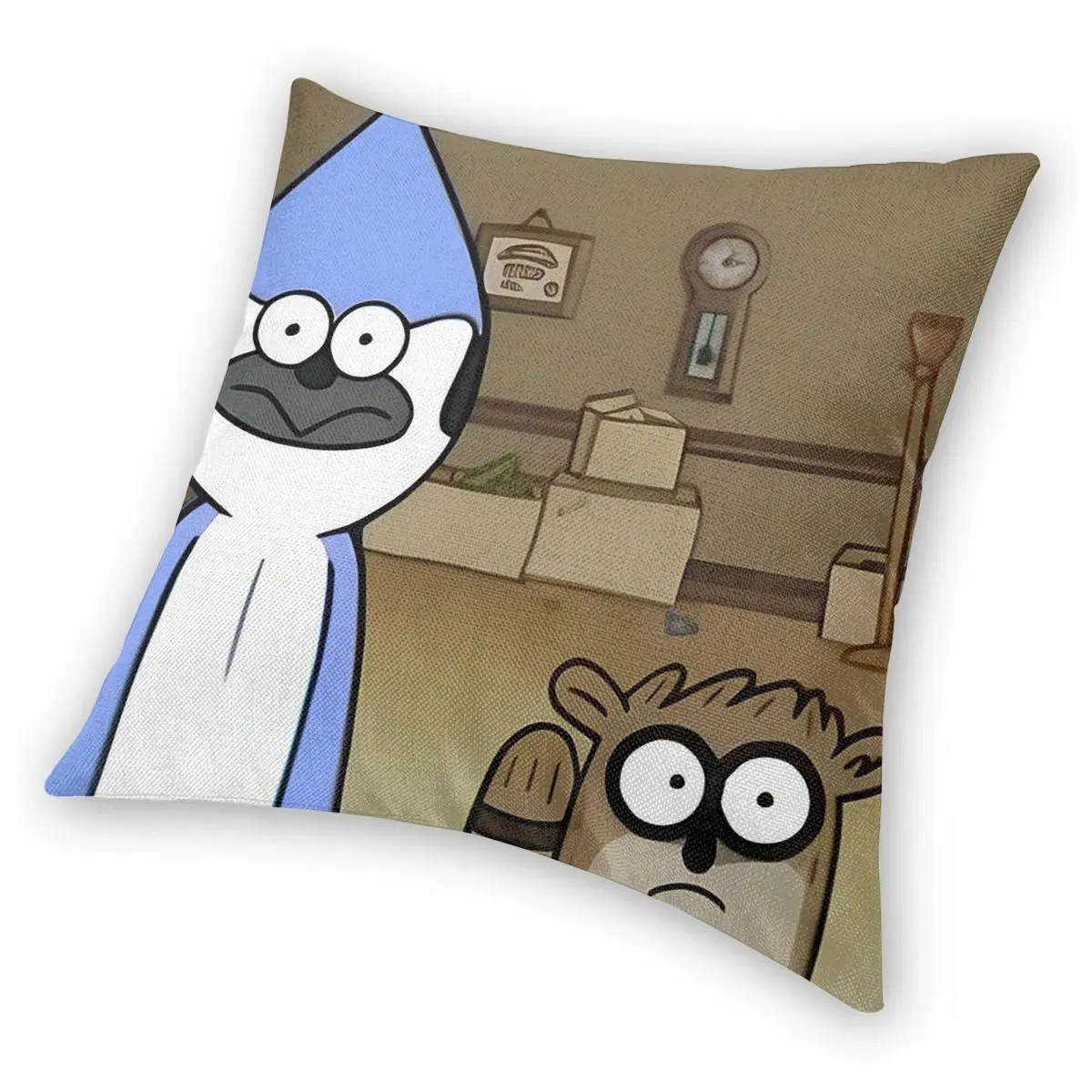 غطاء وسادة مربع من Mordecai and Rigby غطاء وسادة من البوليستر ديكور مريح للأريكة المنزلية