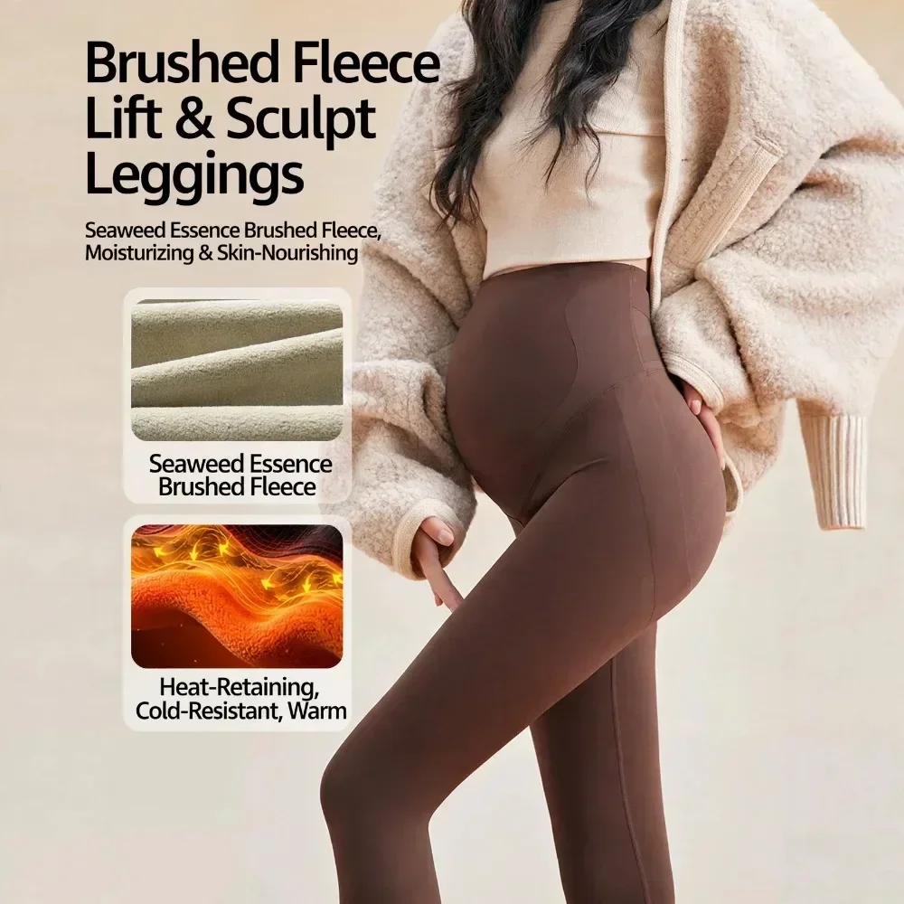 Maternity Leggings Shark Pants Velvet Thickened Hip Lift High Waist Autumn Winter Nylon Spandex 3D Print Comfortable