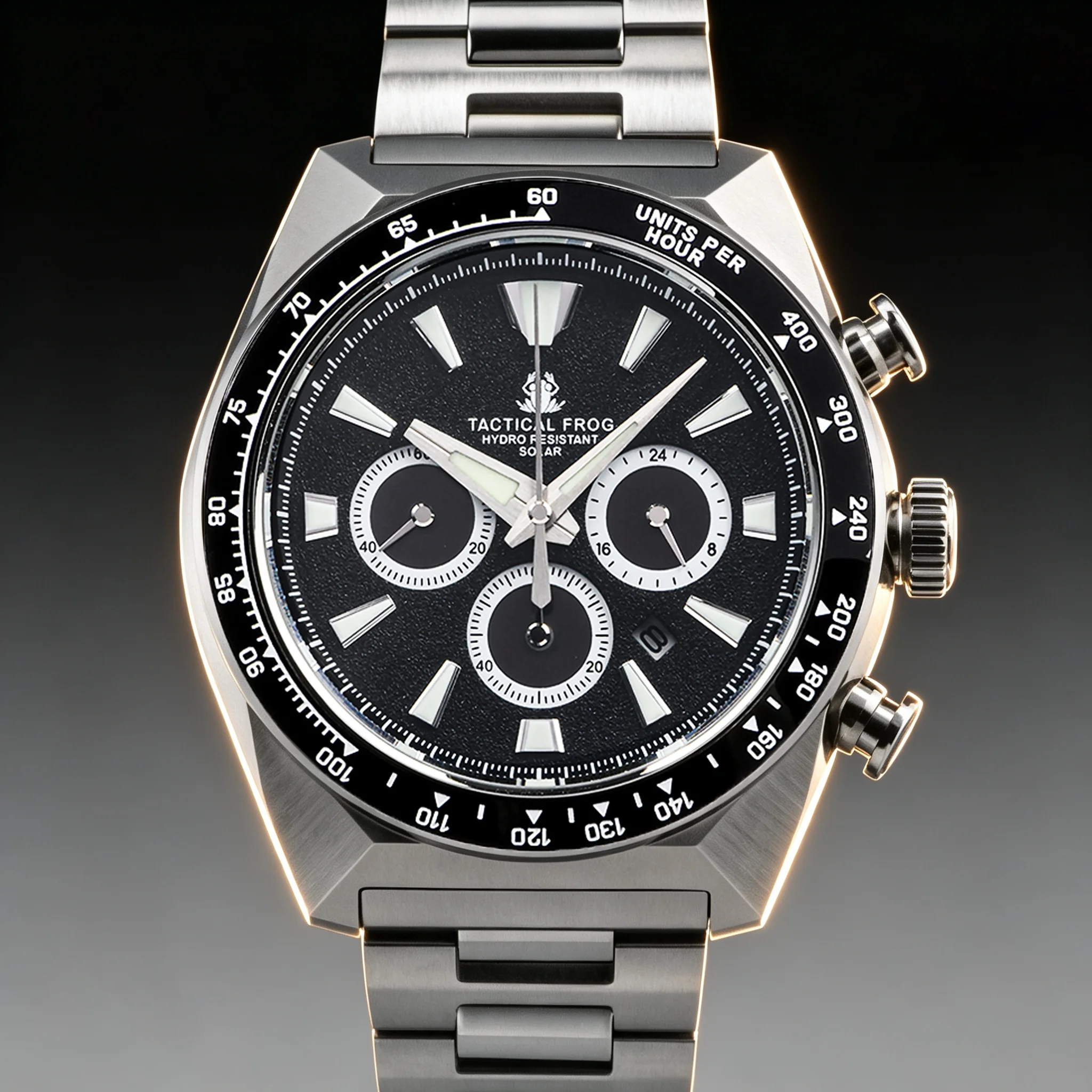 Tactical Frog V2 Solar Chronograph Dive Watch Sapphire Crystal Ceramic Bezel Eco-Drive 200M Waterproof Luminous Men Watch