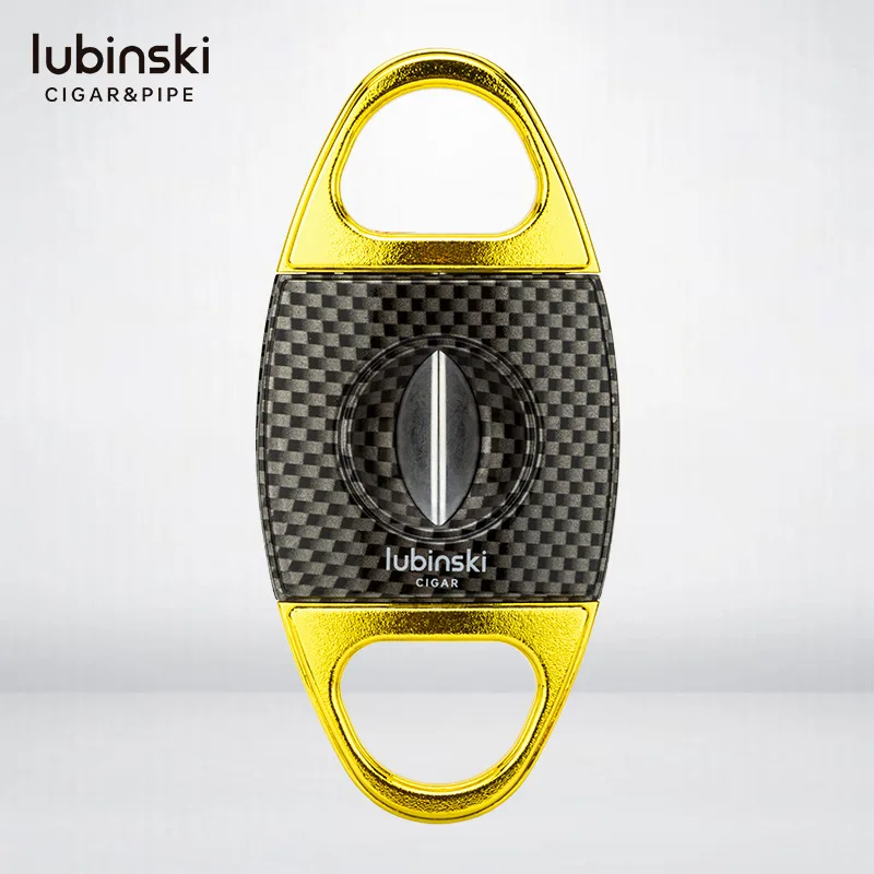 

New Arrival Lubinski Carbon Fiber V Shaped Cutter Dual Blades Super Sharp Cigar Cutter Cigar Guillotine Scissors Portable