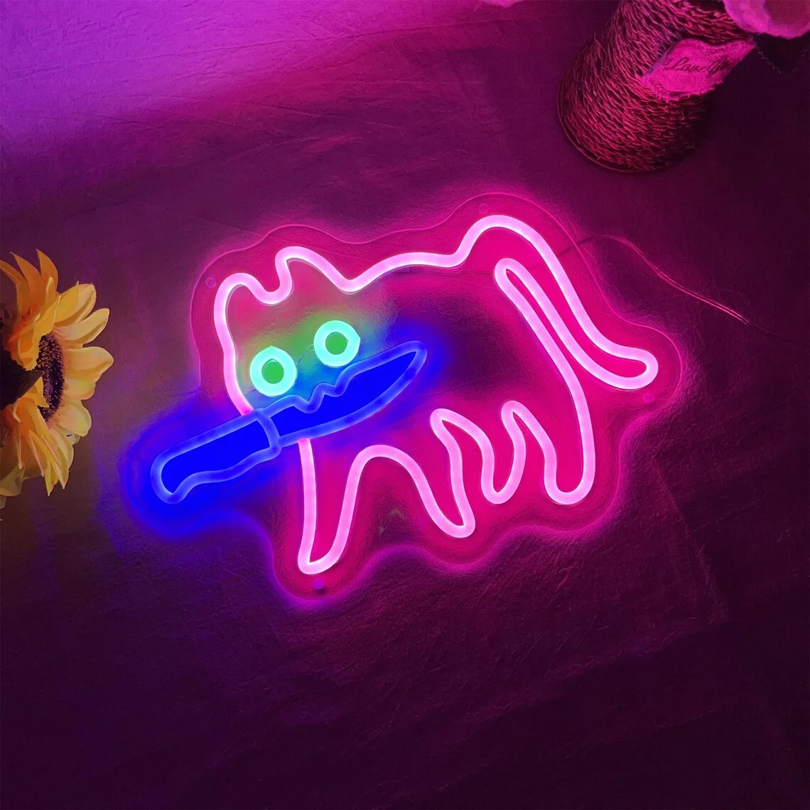 Sneaky Cat Neon Sign, Custom Animal Neon Sign, Children Room Decoration, Kid Room Wall Decor,Wall Decor Cat Sign