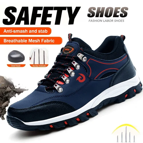 Imagen 1 del producto Zapatos de seguridad para el trabajo para hombre, botas con punta de acero, zapatos de protección de seguridad, antigolpes, antipinchazos, botas de trabajo para hombre