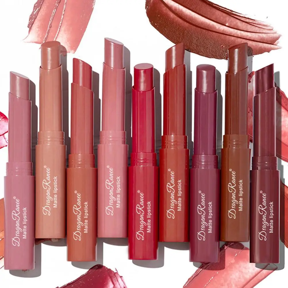 Dragon Rance-lápiz labial de estrella, 12 colores, marca Sexy, terciopelo mate, brillo de labios, pasta de frijol desnudo, taza antiadherente duradera, Blam