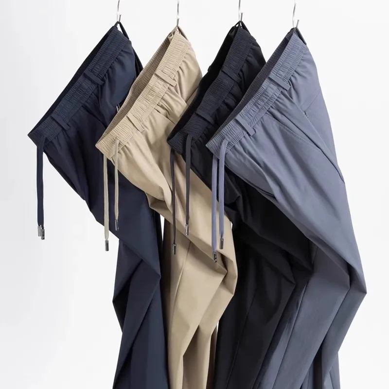 New 2025 Men's Casual Pants Summer Thin Loose Straight Leg Sports Long Pants Outerwear Ice Silk Cool Qui Dry Pants