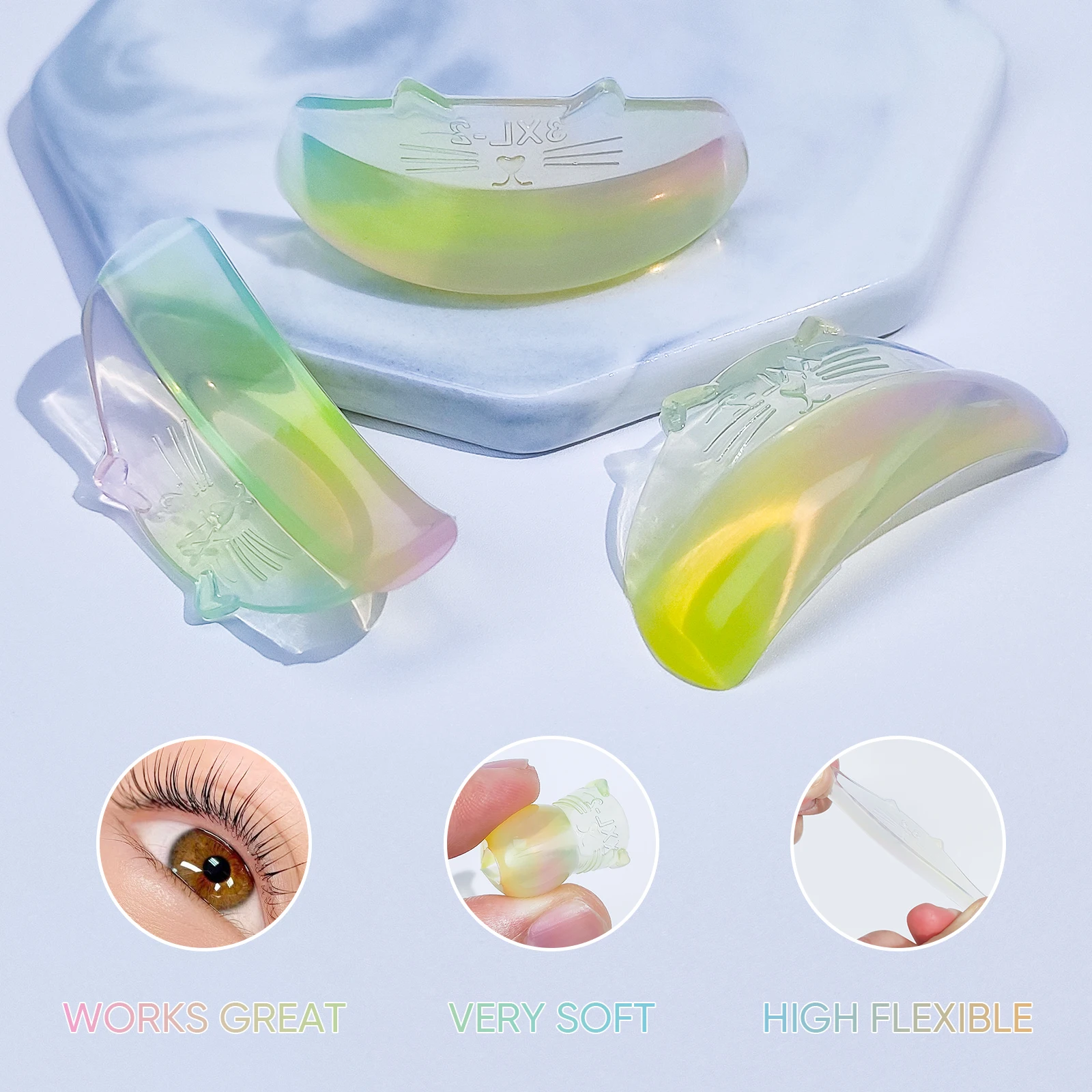 Libeauty 7 Paar Silikon Katzenform Wimpern-Lifting-Pads Klebende Wimpernlifting-Pads 3D Wimpern-Perming L-Curler Zubehör Make-up-Tool – Detail 12