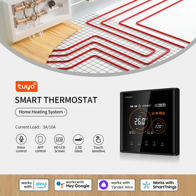 Tuya WIFI 16A 3A Floor Heating Thermostat Smart Home Underfloor Thermoregulator with Alexa Yandex Google Temperature Controller