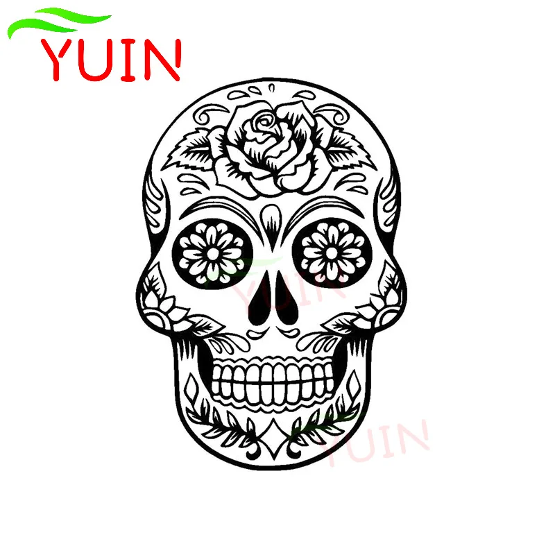 YUIN Skull Head Funny Car Sticker Personality Pattern Cars Accessories PVC Body Window Decoration Waterproof Sunscreen Stickers