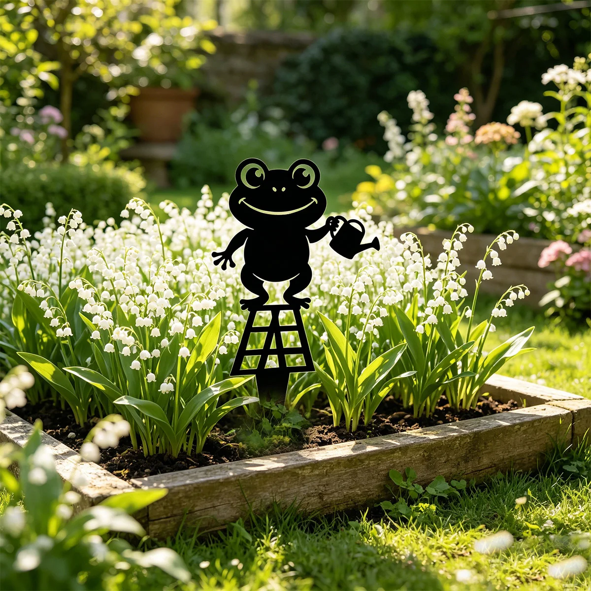 1 Stück Garten-Dekofigur aus Eisen, Garten-Schild „Glücklicher kleiner Frosch“, Kleine Metall-Gartenkunst, Rustikale Kröten-Dekoration, Gartenpflanzen-Ornament für den Außenbereich, Niedliche