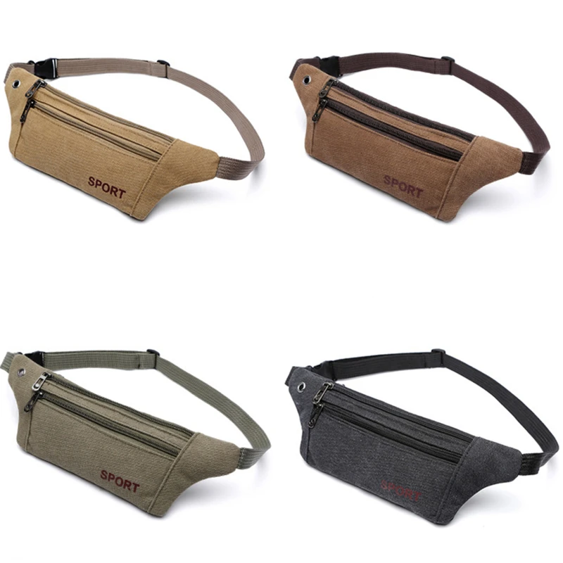 Canvas Fanny Pack Belt Bag for Women Men Travel Camping Hiking Running Phone Coins Pouch Casual Outdoor Waist Pack view 2