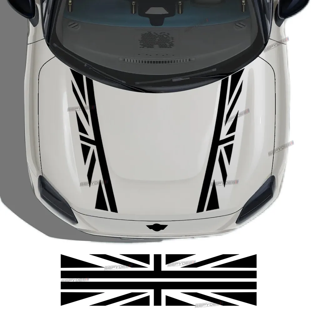 

Union Jack Flag Car Hood Bonnet Stripes Sticker Engine Cover Decor Decal For MINI Countryman U25 JCW 2024 2025 Car Accessories
