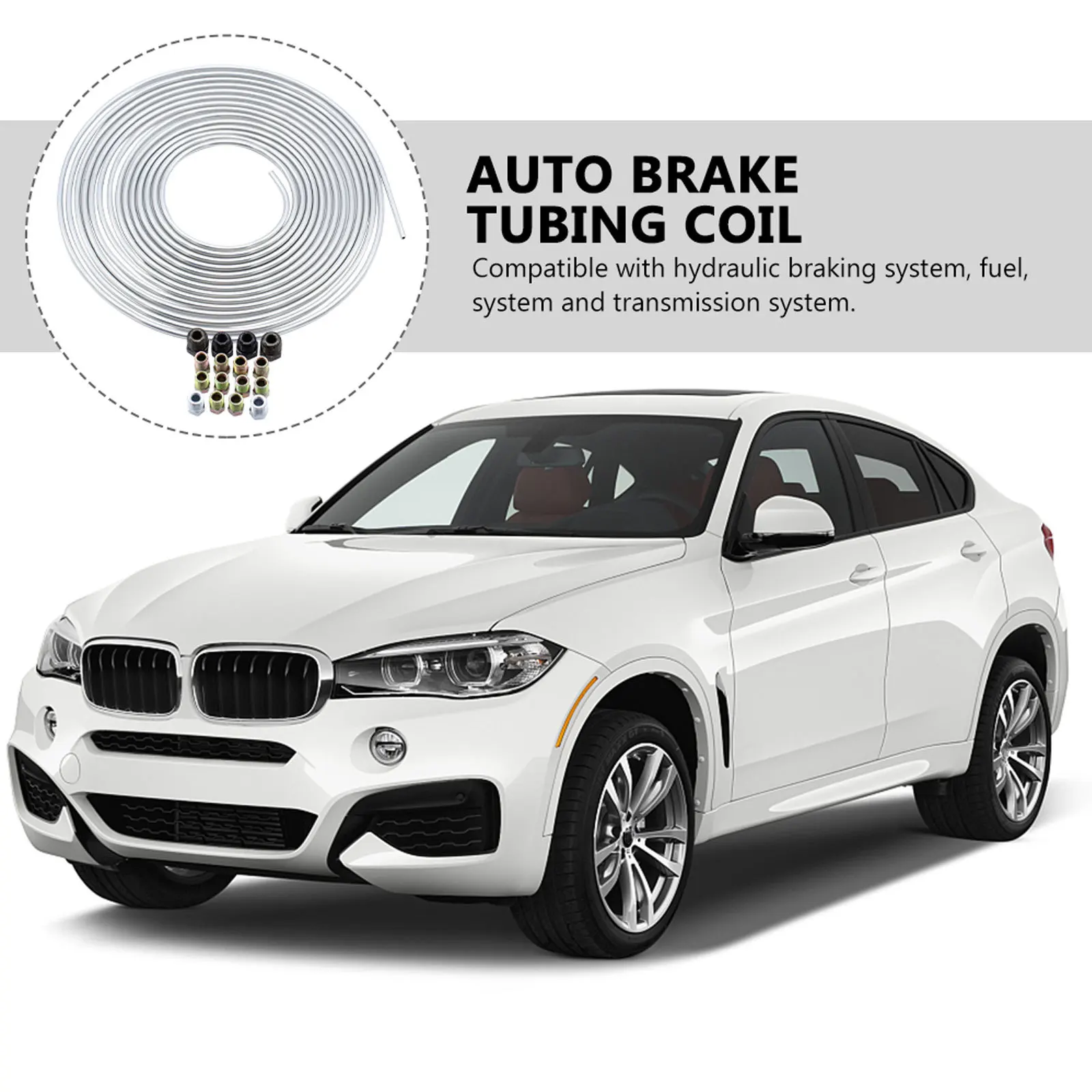 

1Set Brake Tube Flexible Coil Fitting Kit Car Brake Line Replacement Durable Vehicle Tubing Tubing Coil Fitting