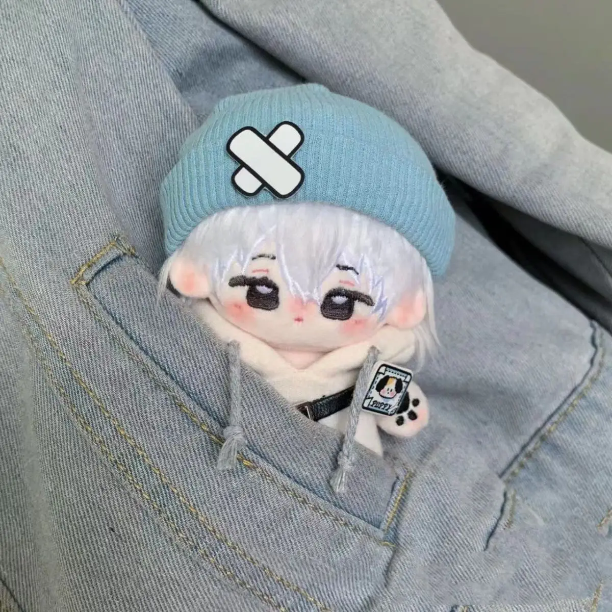 10cmの綿製ドール服、かわいい子犬のパーカー衣装セット（帽子と小さなバッグ付き）、犬をテーマにしたぬいぐるみドレスアップワードローブ、かわいいギフト