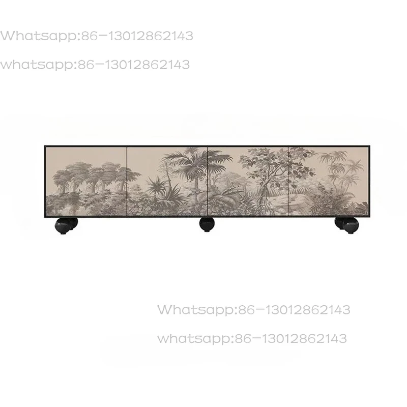 

retro background wall decorative painting living room home solid wood TV cabinet bedroom bedside storage cabinet
