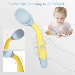 2pcs/set Baby Tableware Silicone Spoon Fork Set Bendable Soft Fork Children's Learning Eat Training Baby Assiste Eat Tableware