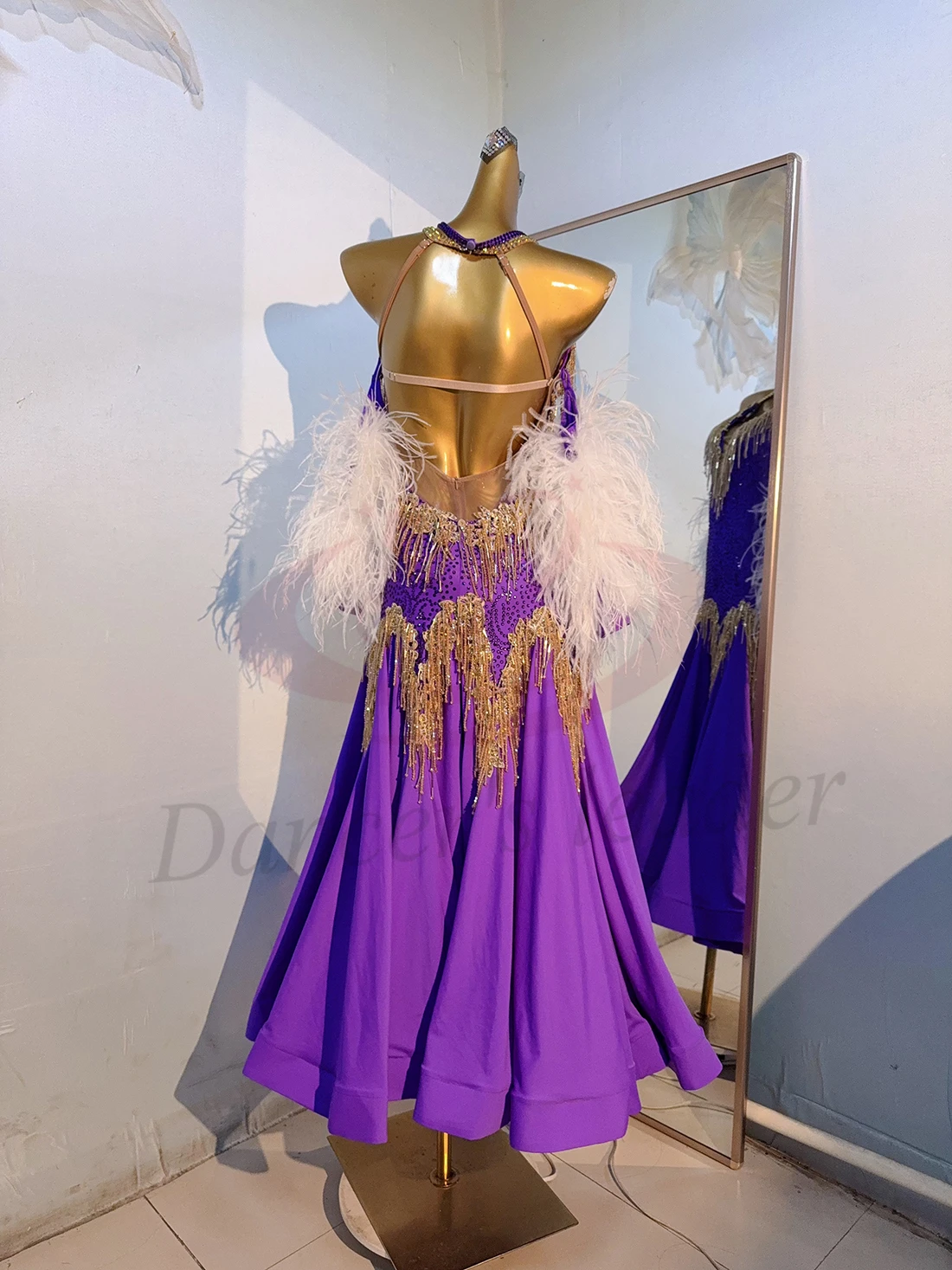 Latin Dance Professional Dress High-end Custom Purple Modern Large Skirt Tango Female Adult Children Standard Stage Costume