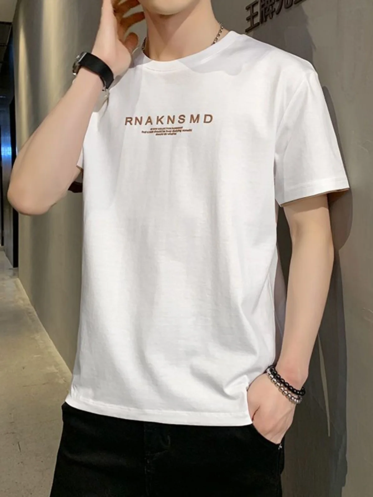 

Men's ort Sve T-irt Loose Casual Versatile Splice Top Breathable Cotton Youth Faion Summer New Arrival Trendy Brand