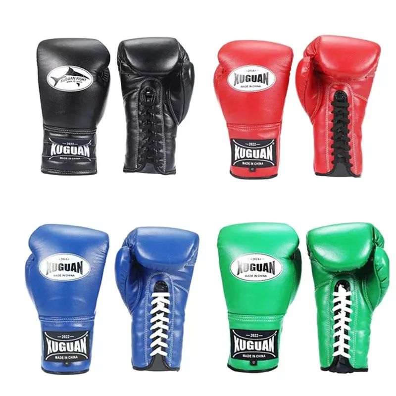 Rękawice bokserskie 6/8/10/12/14oz Wysokiej jakości rękawice treningowe PU Tether MMA Muay Thai dla dorosłych Sanda Sprzęt treningowy do boksu