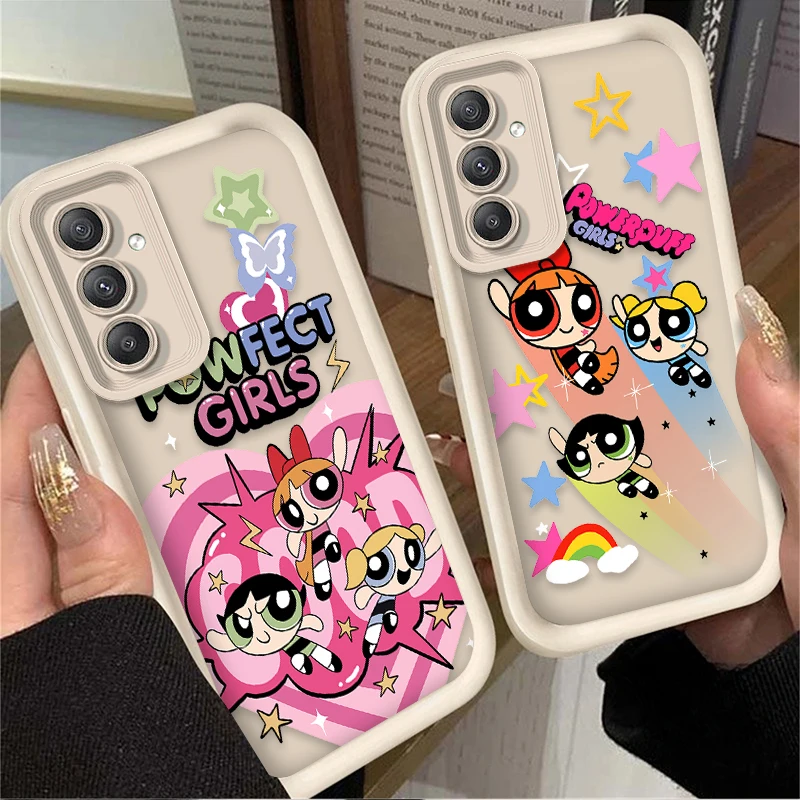 Cartoon Cute P-Powerpuff Girls Phone Case For Samsung Galaxy A14 A15 5G S21 S22 S23 S24 FE Plus Ultra A25 A35 A52 A53 A54 A55 5G