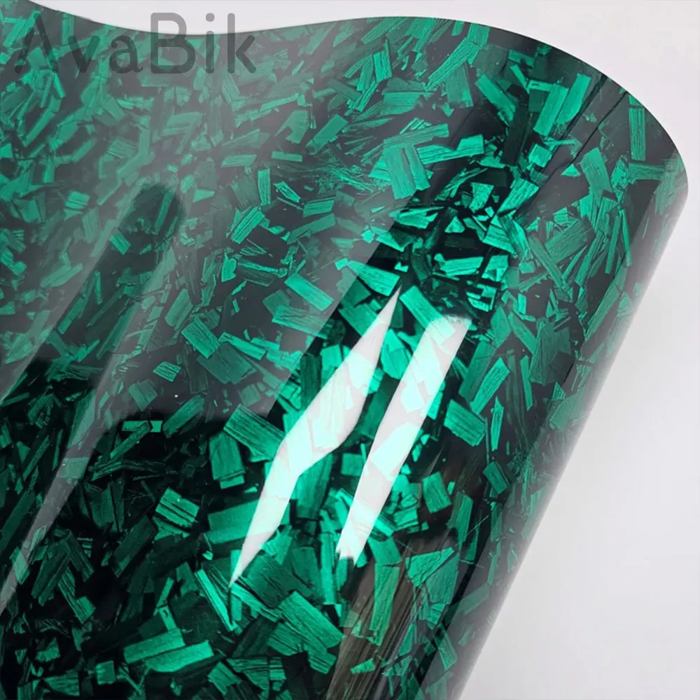 10/50cm x150cm PET High Quality Self Adhesive Sticker Glossy Green Forged Carbon Fiber Vinyl Car Wrap Decal Film Car Accessories