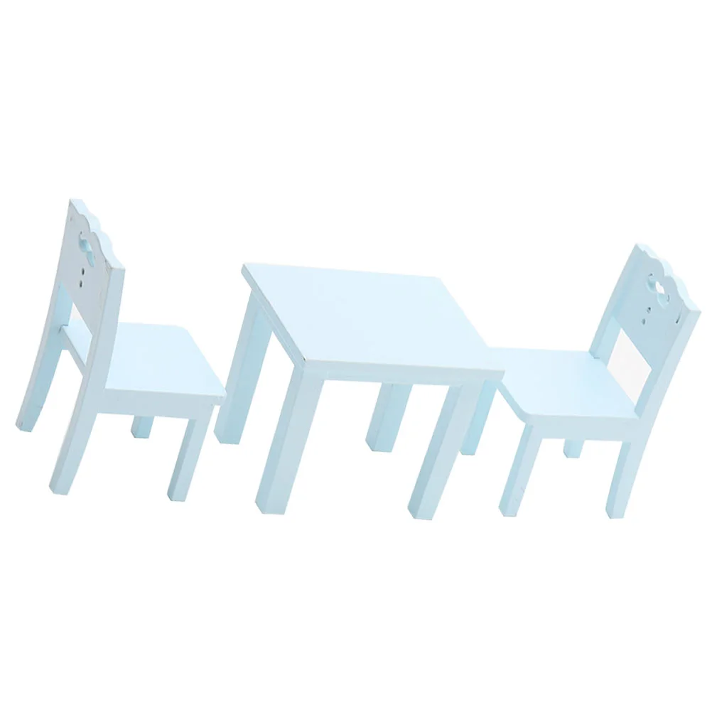 3 Pcs Furniture House Mini Model Chair Toy Simulation Blue Miniature Child