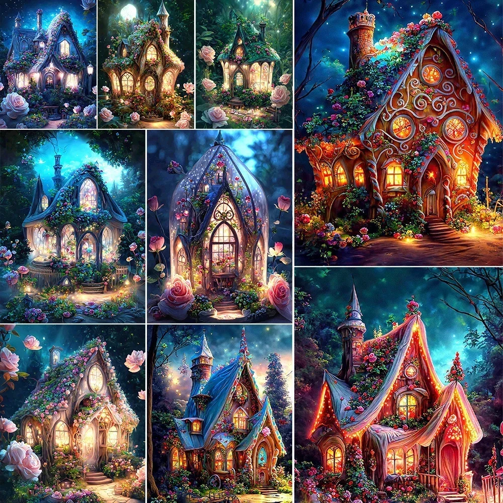 131595 Paint By Number For Adults Personalized Craft Kit For Adults Fantasy House Landscape Home Decoration