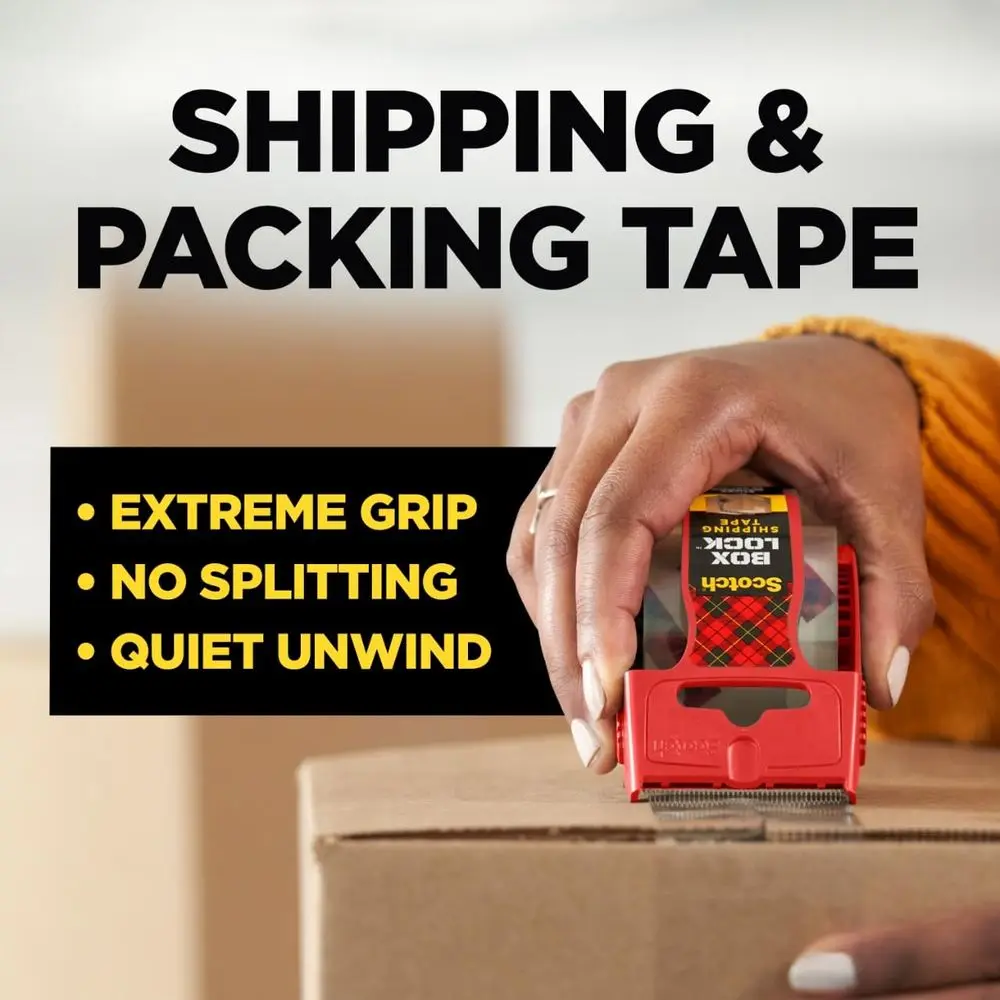 Clear Extreme Grip Packaging Tape, 1.88 in x 1000 in, 1 Roll for Shipping and Mailing