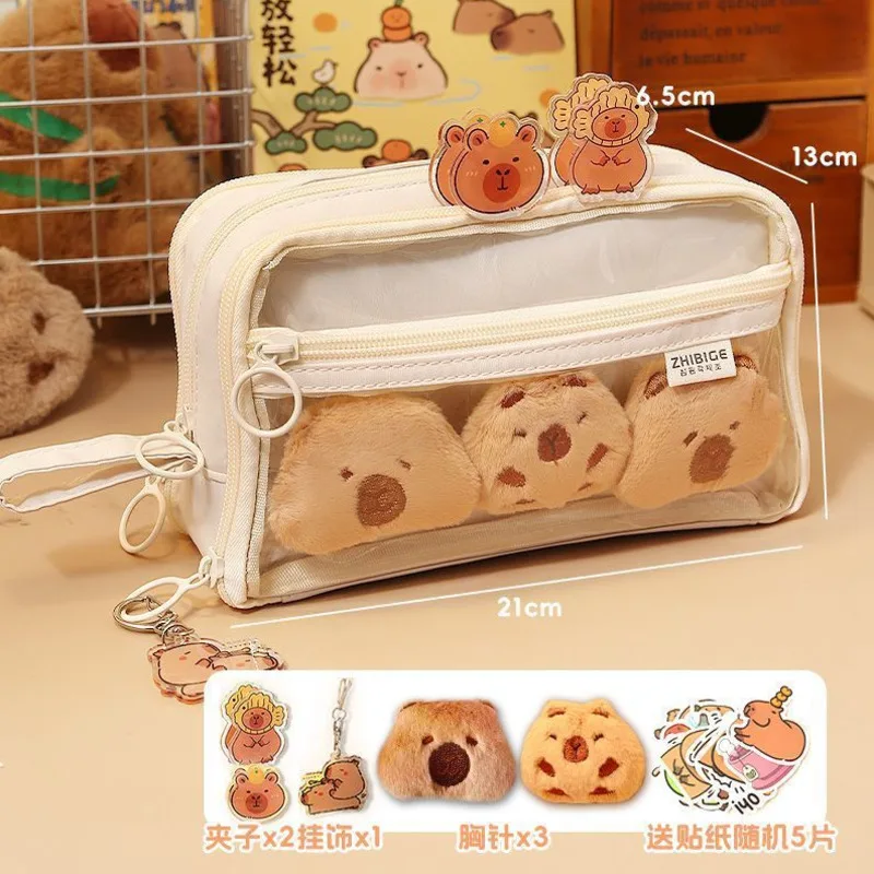 Capybara Feder mäppchen koreanischen Cartoon Anime DIY Ita Tasche süßen Reiß verschluss große Kapazität offene Schulmädchen Studenten Unisex Stift Box