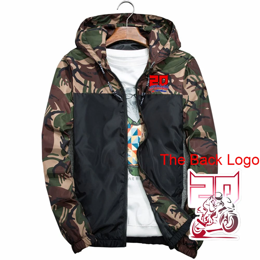 FABIO QUARTARARO WITH SIGNATURE 2023 Men's New Long Sleeves Splicing Jackets Coat Fashion Hooded Zipper Camouflage Outdoor Coats